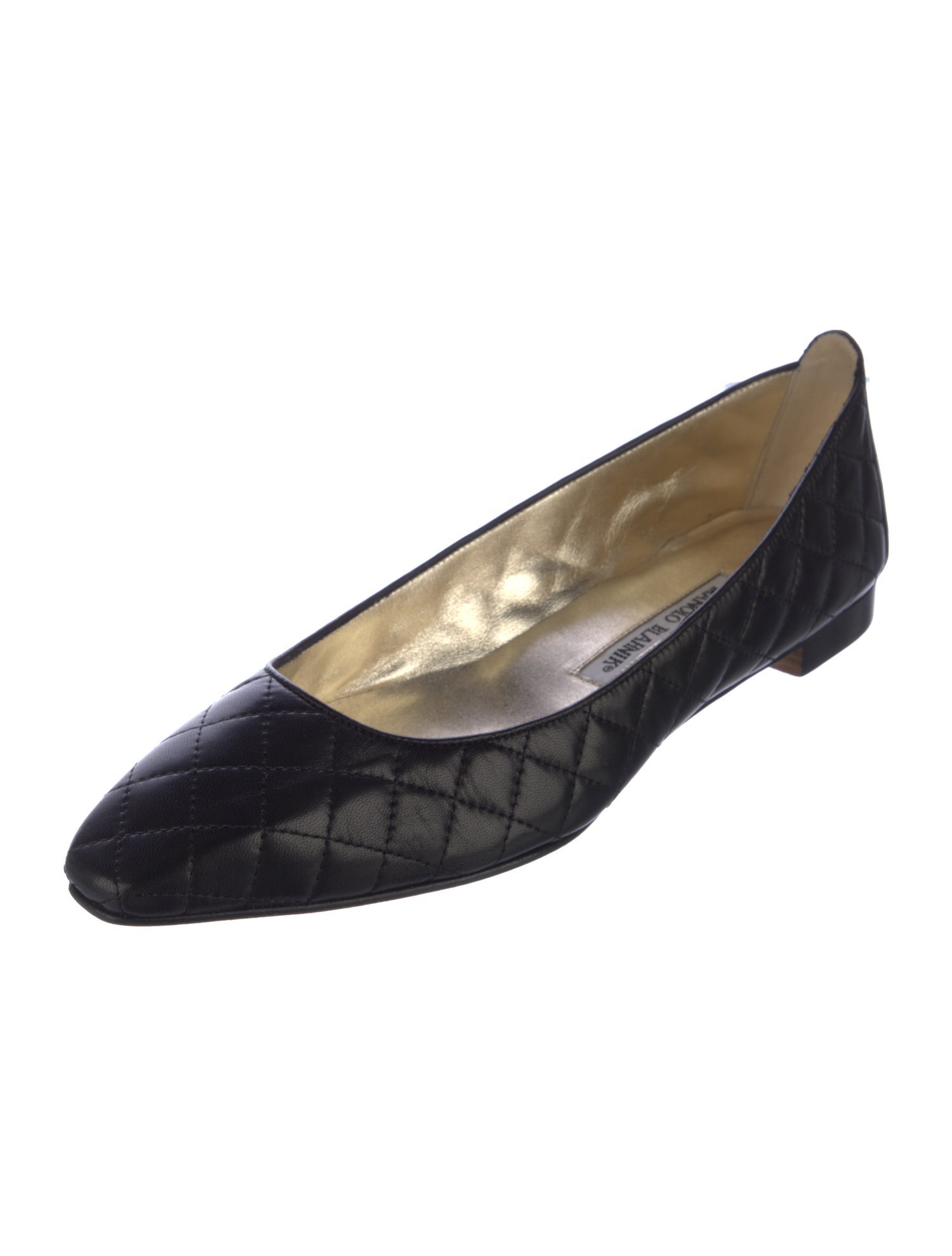 Manolo Blahnik Quilted Pattern Leather Ballet Flats